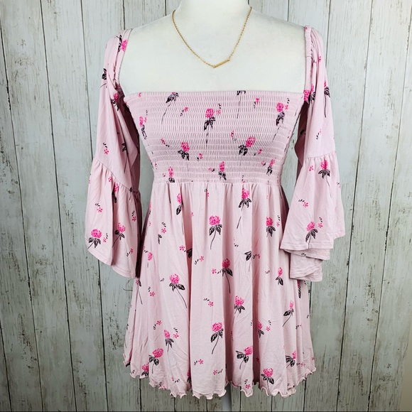 🔥FREE PEOPLE🔥Lana Off The Shoulder Floral Tunic Top Pink/Purple NWT - Picture 6 of 11